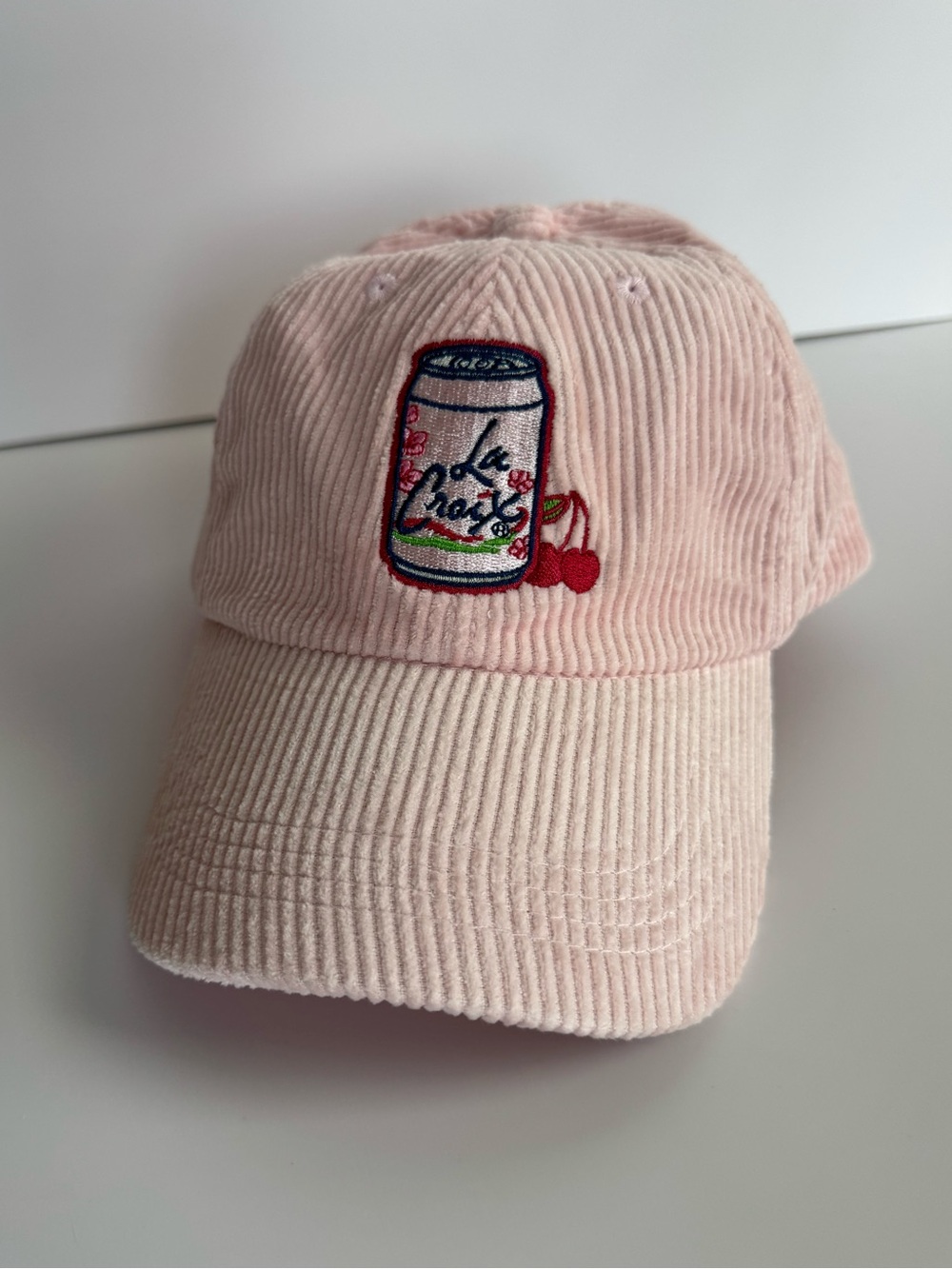 LaCroix Cherry Corduroy Dad Hat Pink Adjustable Baseball Cap